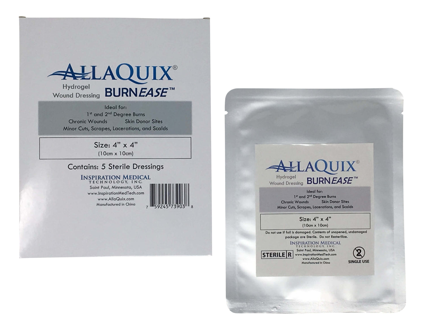 AllaQuix BurnEase Hydrogel Wound Dressing (XL 4in)