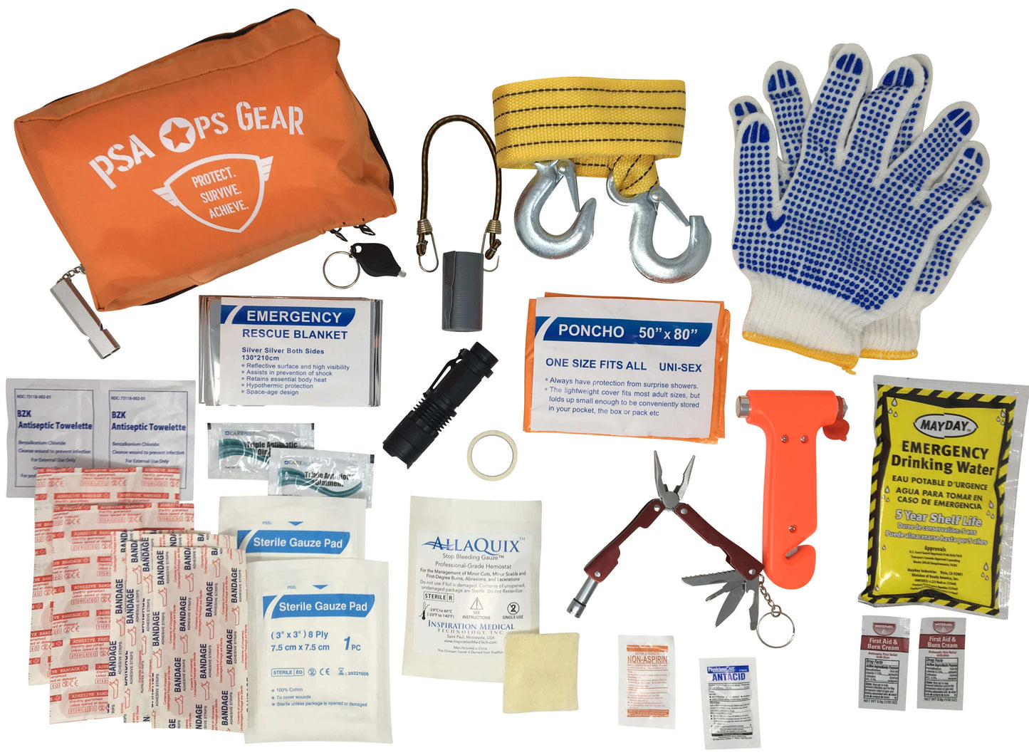 Vehicle Emergency Survival Safety Kit (Deluxe) - Everyday Carry Kit (EDC) with First Aid Kit