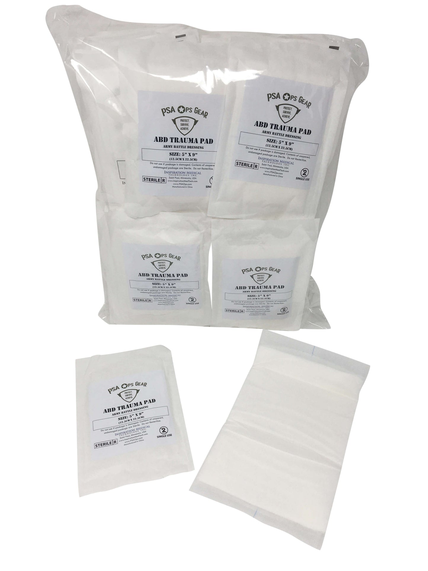 4" x 8" Sterile Army Battle Pads (ABD) - (Bag of 50)