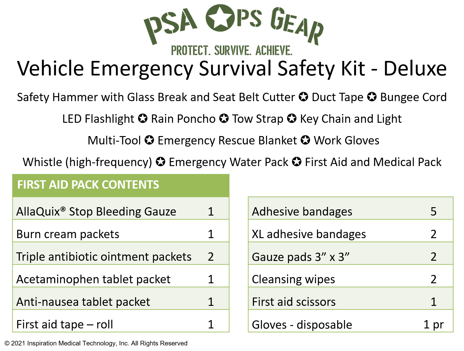 Vehicle Emergency Survival Safety Kit (Deluxe) - Everyday Carry Kit (EDC)  with First Aid Kit